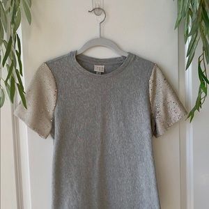 Sequin Sleeved Heather Gray T-SHIRT